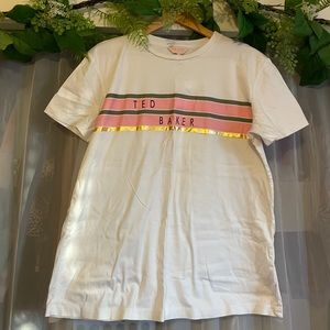 Ted Baker Metallic Striped Logo Crewneck Tee Shirt